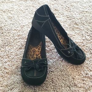 Victoria Spencer Brushed Leather 1.75" Wedge Slip On Loafers